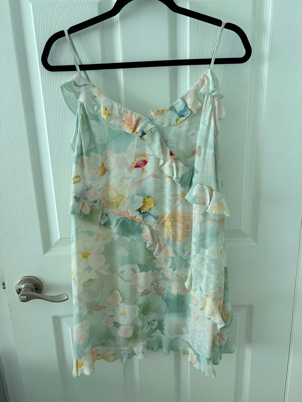 H & M Floral Pastel Ruffle Slip Dress - Mint Green Size XS